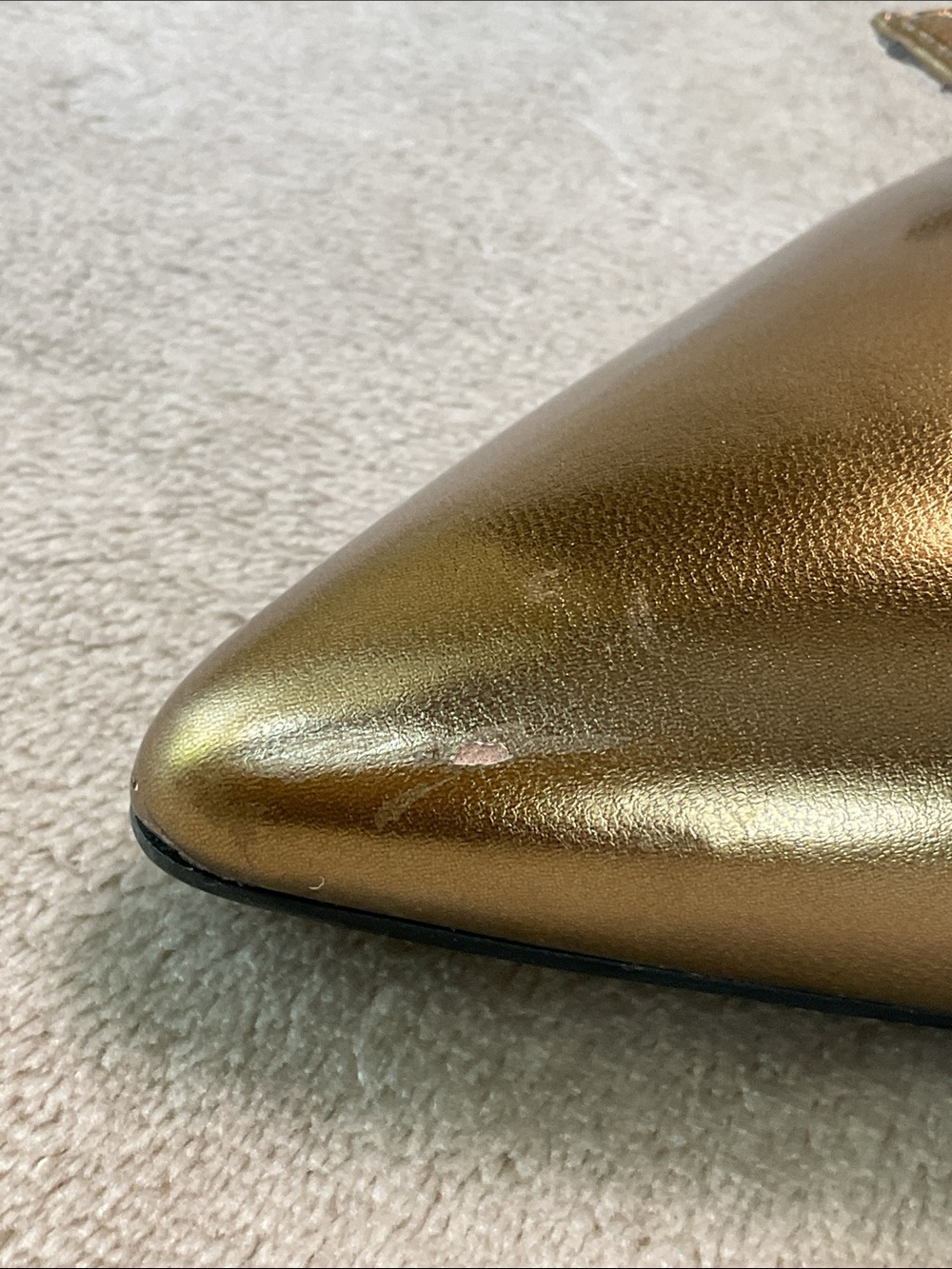 Nine West Metallic Bronze Pointed-Toe Slingback Pumps with Bow Accent - Picture 6 of 6